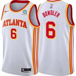 White Cal Bowdler Hawks #6 Twill Basketball Jersey FREE SHIPPING