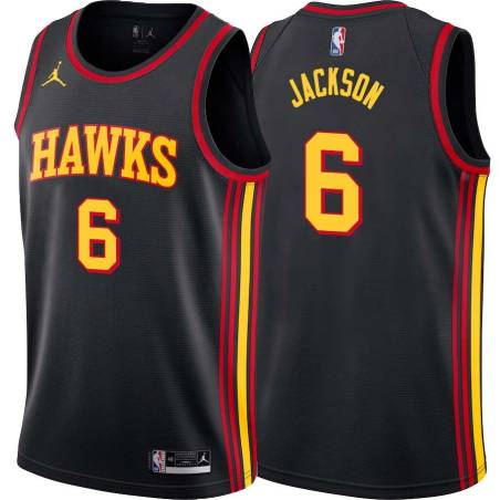 Black Jermaine Jackson Hawks #6 Twill Basketball Jersey FREE SHIPPING