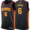 Black Jermaine Jackson Hawks #6 Twill Basketball Jersey FREE SHIPPING