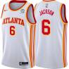 White Jermaine Jackson Hawks #6 Twill Basketball Jersey FREE SHIPPING