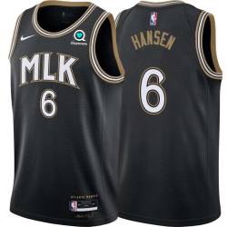 Black_City Travis Hansen Hawks #6 Twill Basketball Jersey FREE SHIPPING