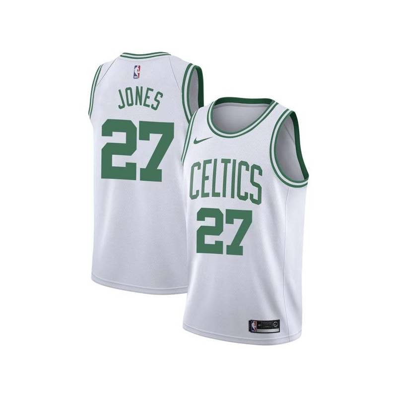 White Johnny Jones Twill Basketball Jersey -Celtics #27 Jones Twill Jerseys, FREE SHIPPING