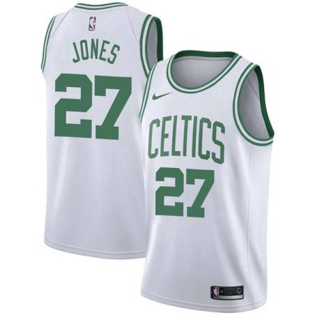 White Johnny Jones Twill Basketball Jersey -Celtics #27 Jones Twill Jerseys, FREE SHIPPING