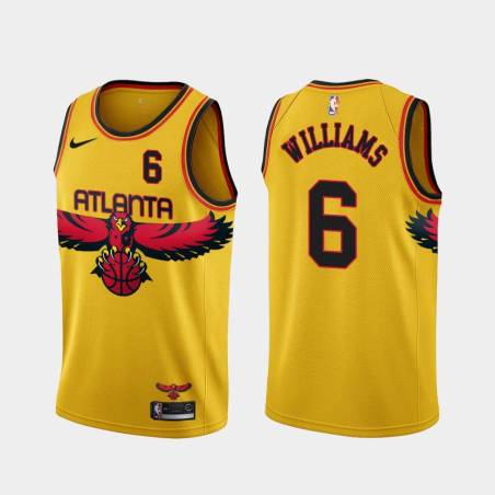 Yellow_City Lou Williams Hawks #6 Twill Basketball Jersey FREE SHIPPING