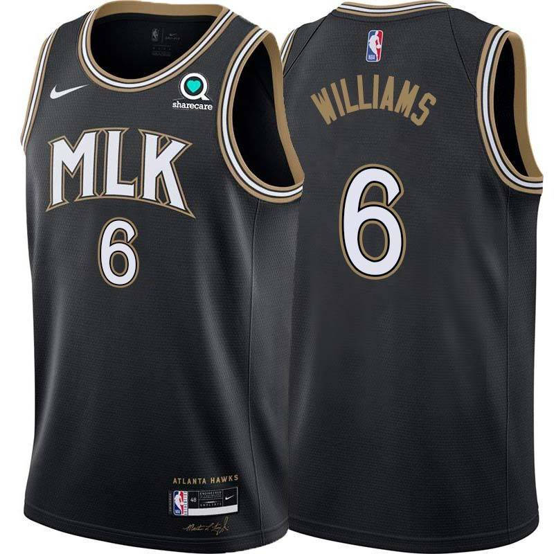 Black_City Lou Williams Hawks #6 Twill Basketball Jersey FREE SHIPPING