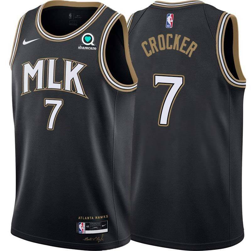 Black_City Dillard Crocker Hawks #7 Twill Basketball Jersey FREE SHIPPING