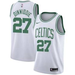 White Bill Dinwiddie Twill Basketball Jersey -Celtics #27 Dinwiddie Twill Jerseys, FREE SHIPPING