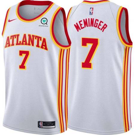 White Dean Meminger Hawks #7 Twill Basketball Jersey FREE SHIPPING