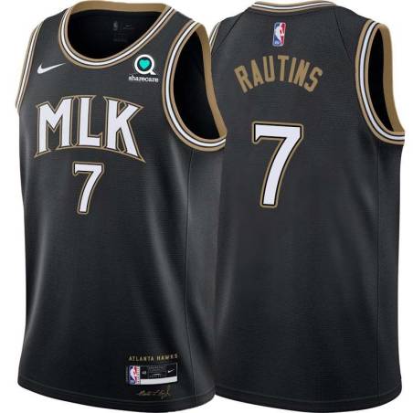 Black_City Leo Rautins Hawks #7 Twill Basketball Jersey FREE SHIPPING