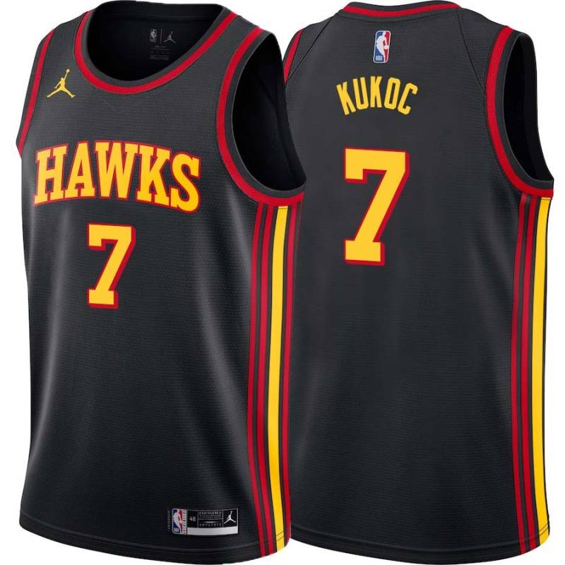 Black Toni Kukoc Hawks #7 Twill Basketball Jersey FREE SHIPPING