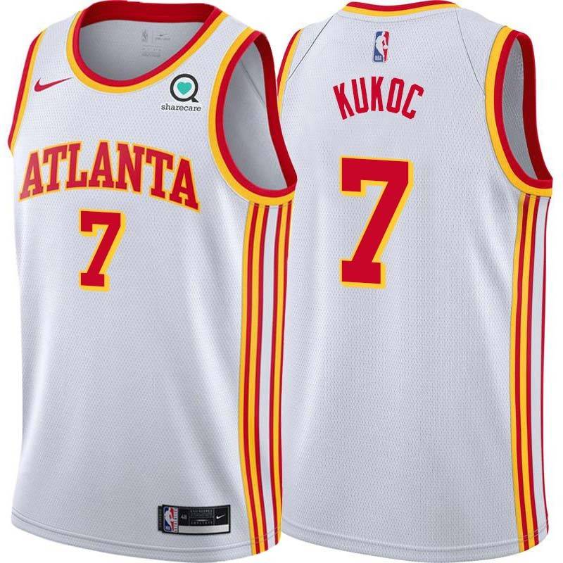 White Toni Kukoc Hawks #7 Twill Basketball Jersey FREE SHIPPING