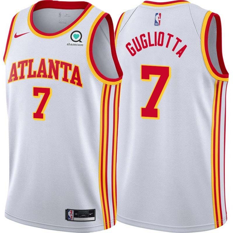 White Tom Gugliotta Hawks #7 Twill Basketball Jersey FREE SHIPPING