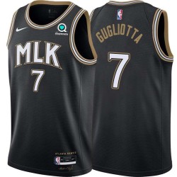 Black_City Tom Gugliotta Hawks #7 Twill Basketball Jersey FREE SHIPPING