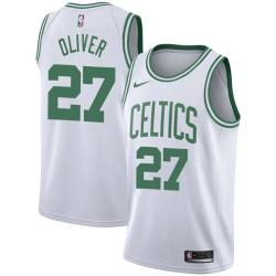 White Jimmy Oliver Twill Basketball Jersey -Celtics #27 Oliver Twill Jerseys, FREE SHIPPING