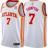 White Dijon Thompson Hawks #7 Twill Basketball Jersey FREE SHIPPING