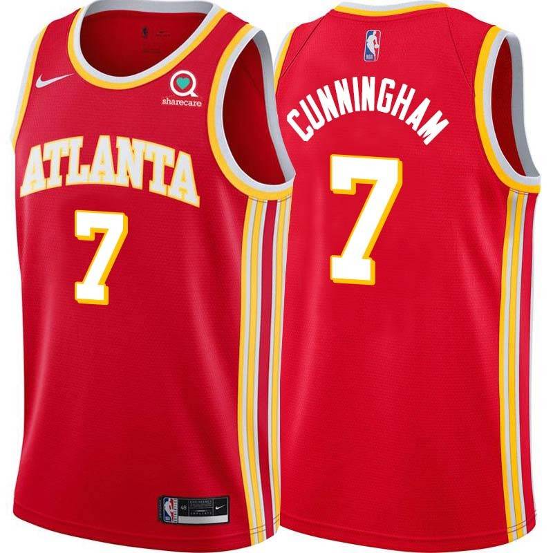 Torch_Red Jared Cunningham Hawks #7 Twill Basketball Jersey FREE SHIPPING