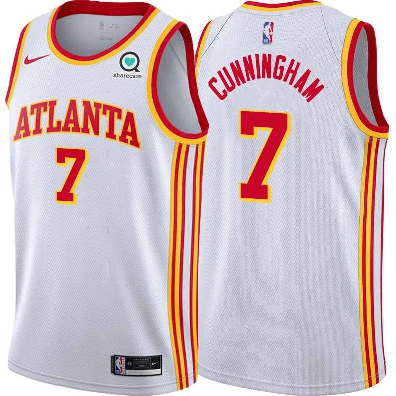 White Jared Cunningham Hawks #7 Twill Basketball Jersey FREE SHIPPING