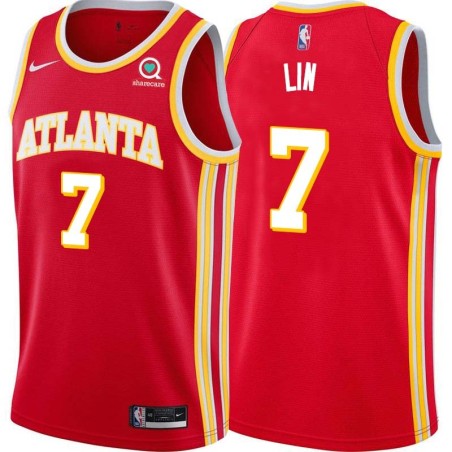 Torch_Red Jeremy Lin Hawks #7 Twill Basketball Jersey FREE SHIPPING