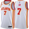 White Jeremy Lin Hawks #7 Twill Basketball Jersey FREE SHIPPING