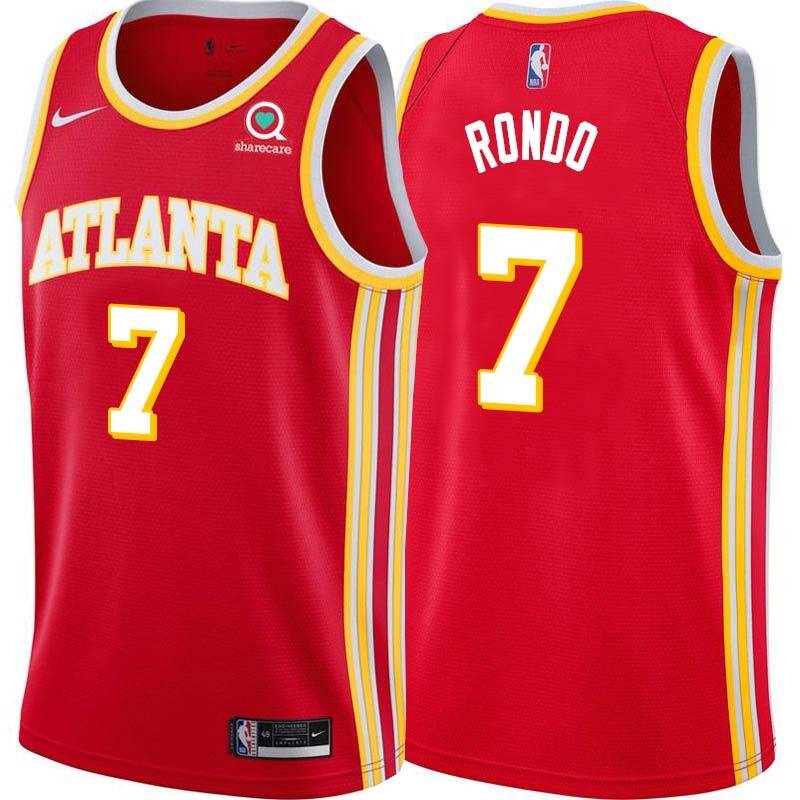 Torch_Red Rajon Rondo Hawks #7 Twill Basketball Jersey FREE SHIPPING