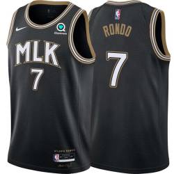 Black_City Rajon Rondo Hawks #7 Twill Basketball Jersey FREE SHIPPING