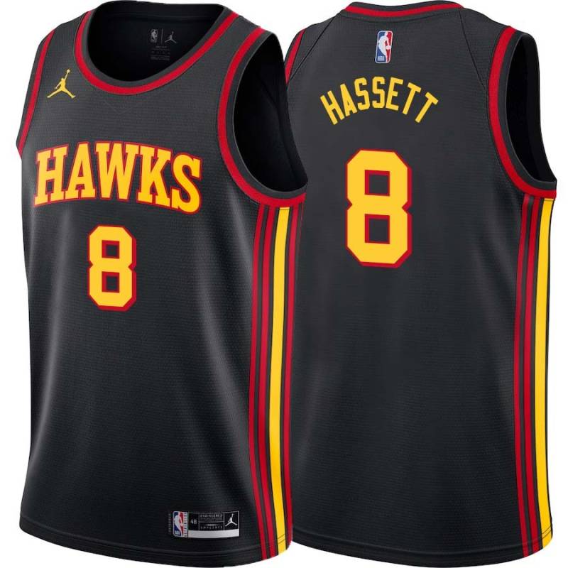 Black Billy Hassett Hawks #8 Twill Basketball Jersey FREE SHIPPING