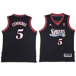 Black Throwback Vonteego Cummings Twill Basketball Jersey -76ers #5 Cummings Twill Jerseys, FREE SHIPPING