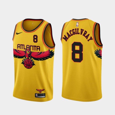 Yellow_City Ronnie MacGilvray Hawks #8 Twill Basketball Jersey FREE SHIPPING