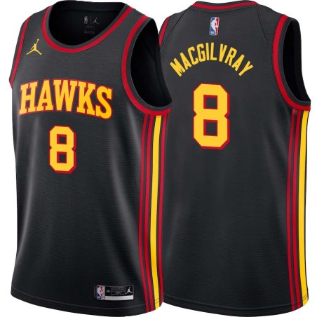 Black Ronnie MacGilvray Hawks #8 Twill Basketball Jersey FREE SHIPPING