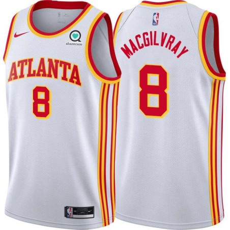 White Ronnie MacGilvray Hawks #8 Twill Basketball Jersey FREE SHIPPING