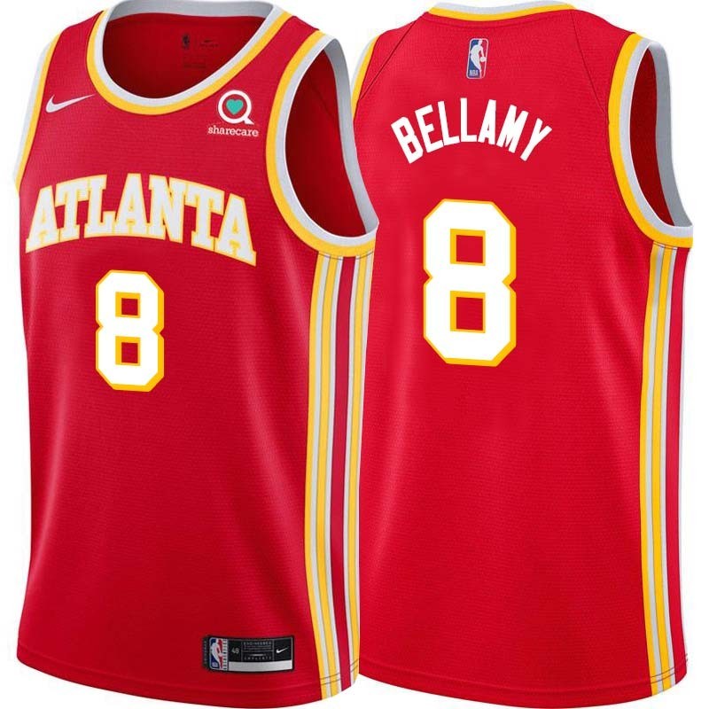 Torch_Red Walt Bellamy Hawks #8 Twill Basketball Jersey FREE SHIPPING