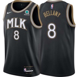 Black_City Walt Bellamy Hawks #8 Twill Basketball Jersey FREE SHIPPING