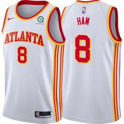 White Darvin Ham Hawks #8 Twill Basketball Jersey FREE SHIPPING