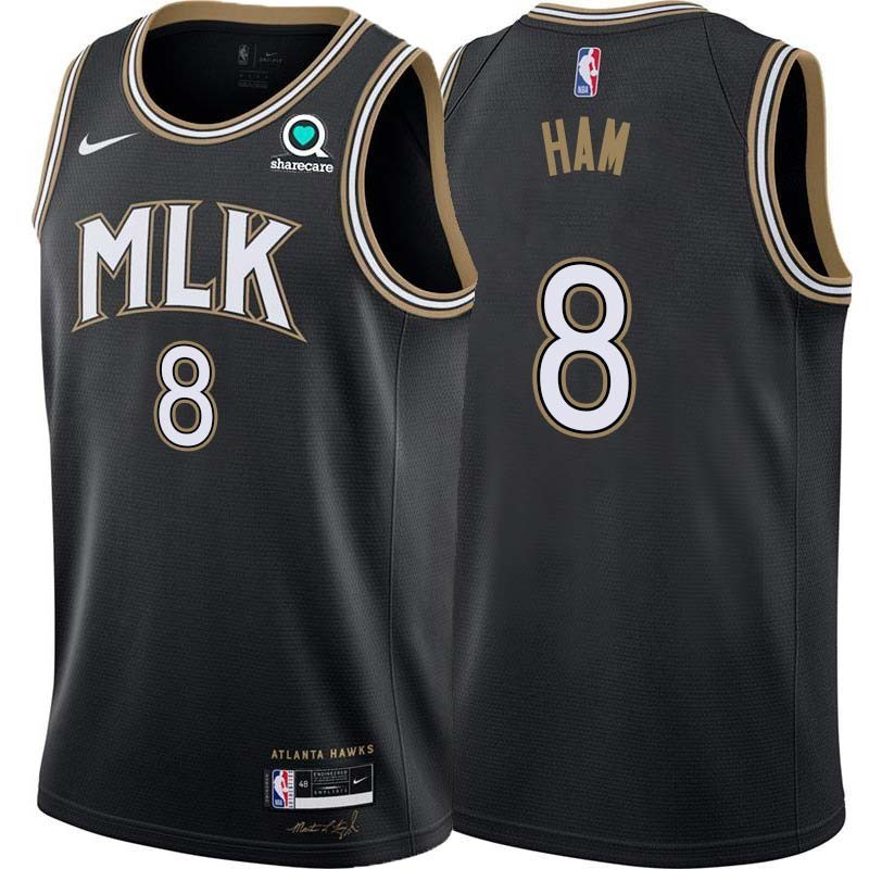 Black_City Darvin Ham Hawks #8 Twill Basketball Jersey FREE SHIPPING