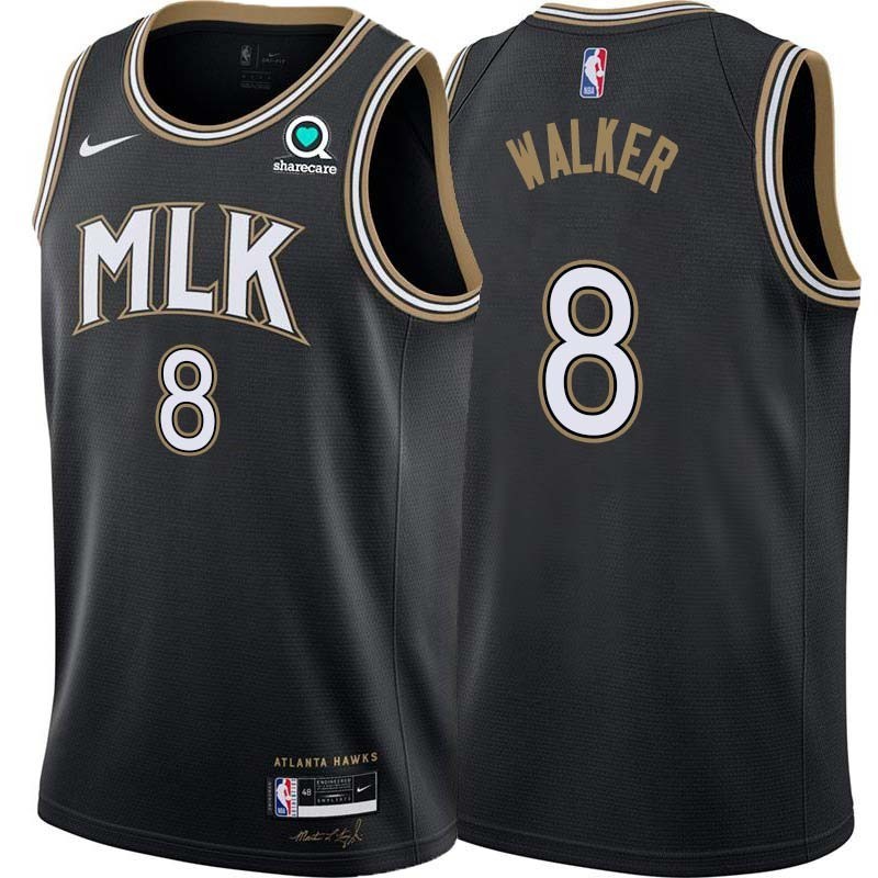 Black_City Antoine Walker Hawks #8 Twill Basketball Jersey FREE SHIPPING