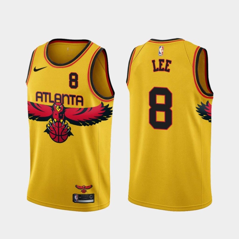 Yellow_City Damion Lee Hawks #8 Twill Basketball Jersey FREE SHIPPING