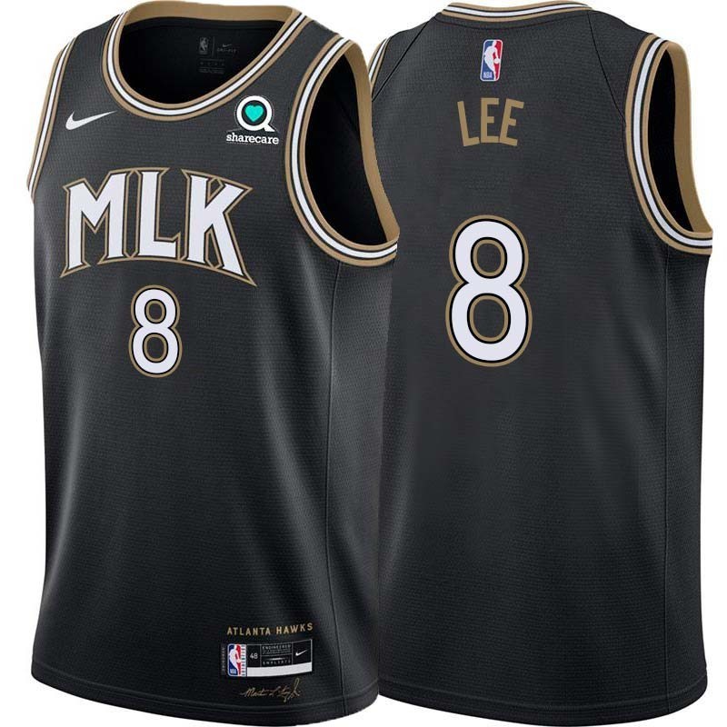 Black_City Damion Lee Hawks #8 Twill Basketball Jersey FREE SHIPPING