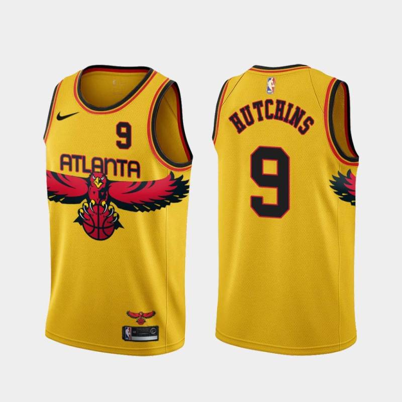 Yellow_City Mel Hutchins Hawks #9 Twill Basketball Jersey FREE SHIPPING