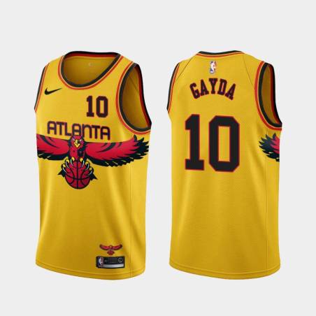 Yellow_City Ed Gayda Hawks #10 Twill Basketball Jersey FREE SHIPPING