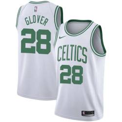 White Clarence Glover Twill Basketball Jersey -Celtics #28 Glover Twill Jerseys, FREE SHIPPING