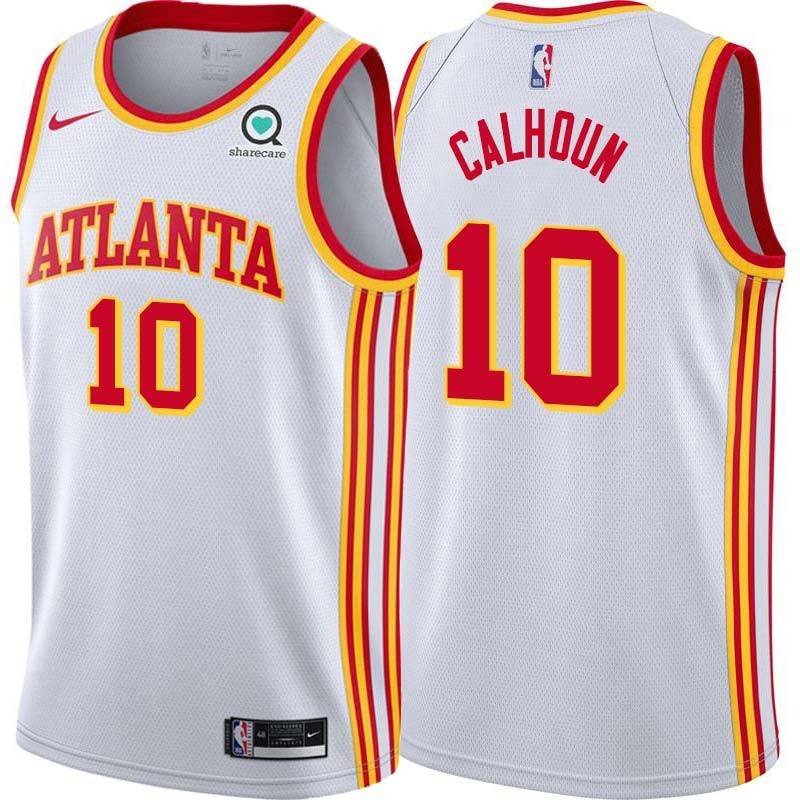 White Bill Calhoun Hawks #10 Twill Basketball Jersey FREE SHIPPING