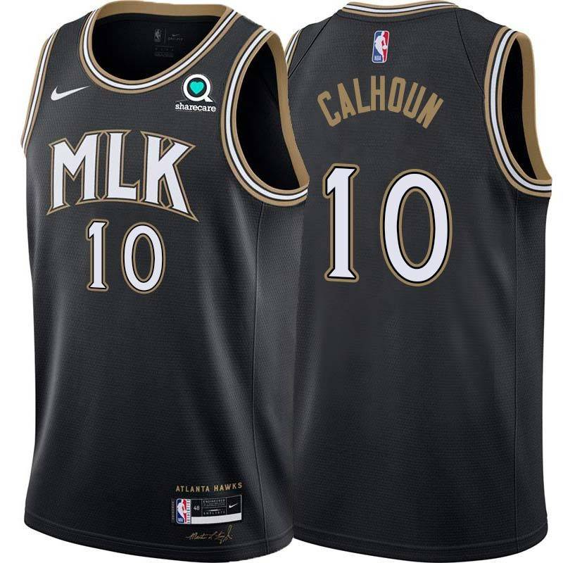 Black_City Bill Calhoun Hawks #10 Twill Basketball Jersey FREE SHIPPING