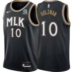 Black_City Red Holzman Hawks #10 Twill Basketball Jersey FREE SHIPPING