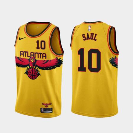 Yellow_City Pep Saul Hawks #10 Twill Basketball Jersey FREE SHIPPING