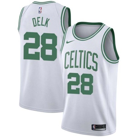 White Tony Delk Twill Basketball Jersey -Celtics #28 Delk Twill Jerseys, FREE SHIPPING