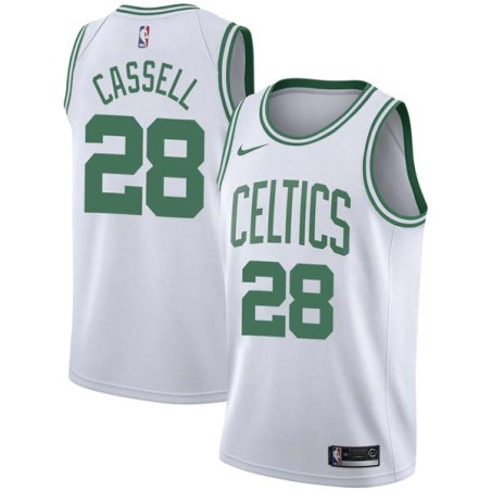 White Sam Cassell Twill Basketball Jersey -Celtics #28 Cassell Twill Jerseys, FREE SHIPPING