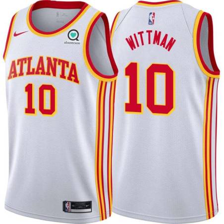 White Randy Wittman Hawks #10 Twill Basketball Jersey FREE SHIPPING