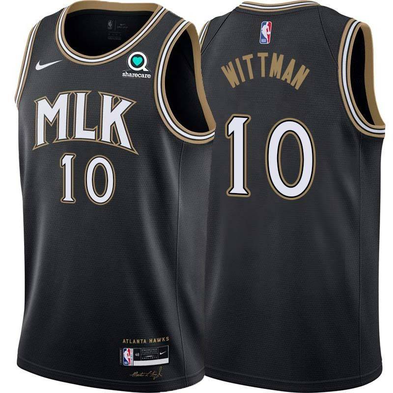 Black_City Randy Wittman Hawks #10 Twill Basketball Jersey FREE SHIPPING