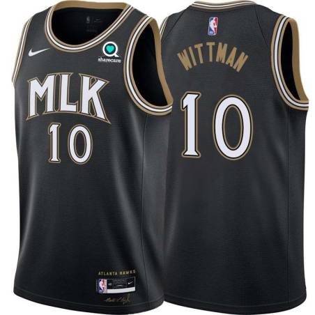 Black_City Randy Wittman Hawks #10 Twill Basketball Jersey FREE SHIPPING