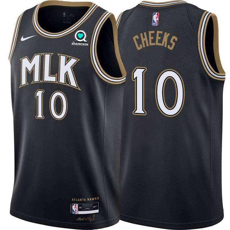 Black_City Maurice Cheeks Hawks #10 Twill Basketball Jersey FREE SHIPPING